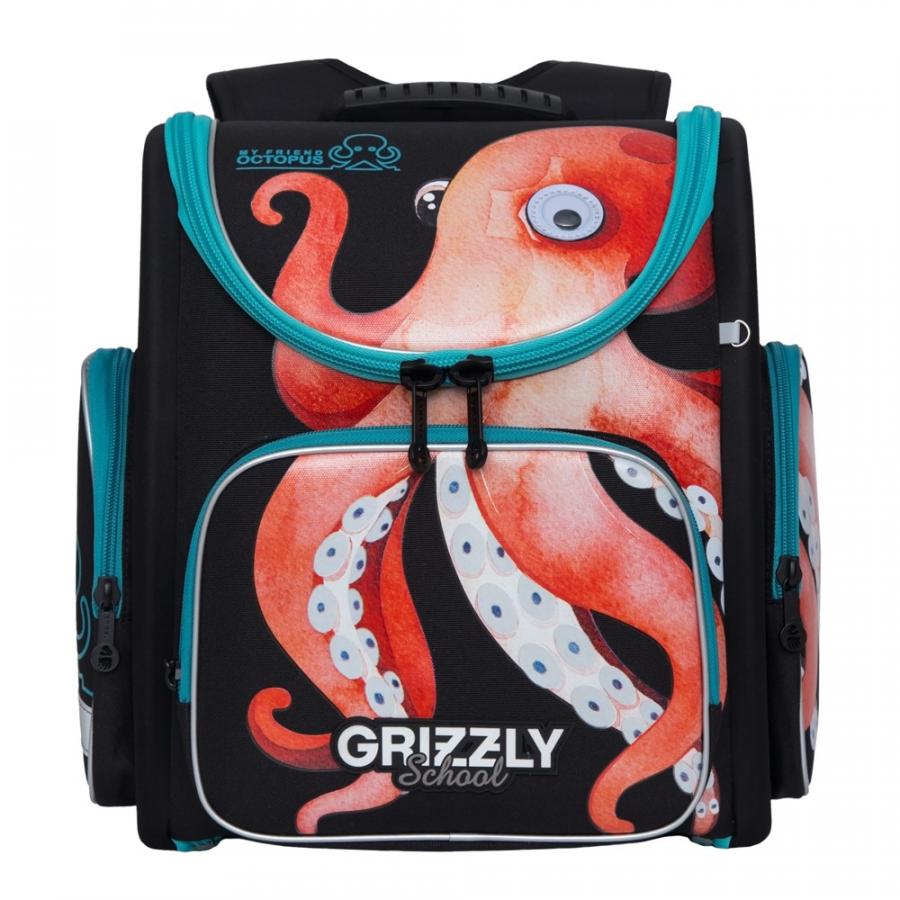 

Школьный ранец Grizzly для мальчика, осьминог, Черный