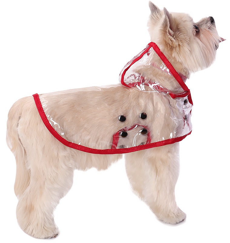 Дождевик для собак Монморанси , унисекс, прозрачный, красный, L, длина спины 30 см
