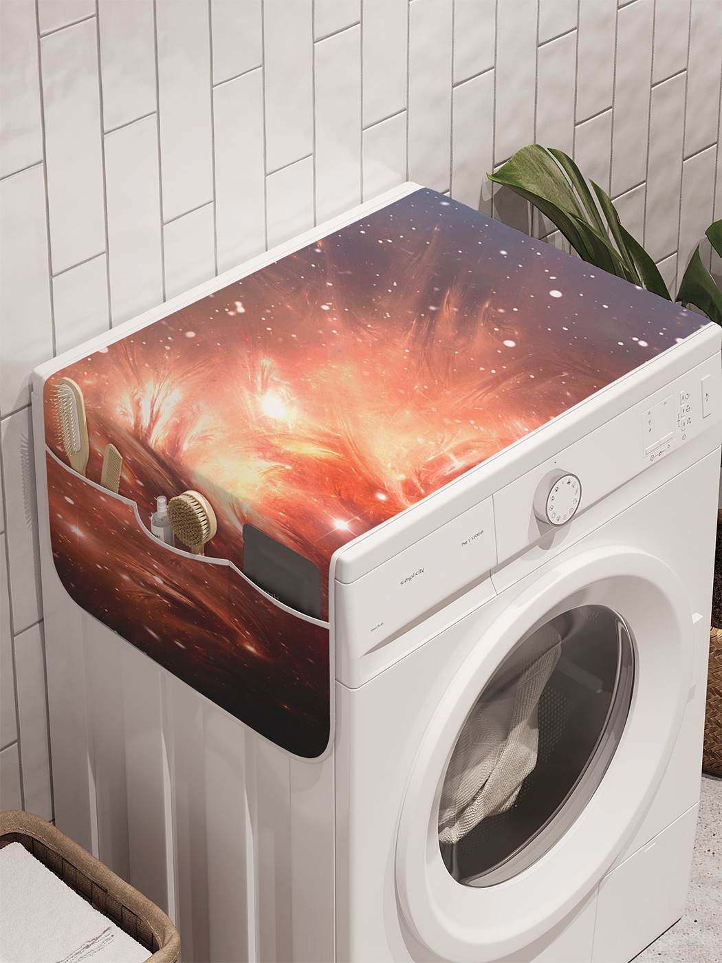 фото Органайзер "жизнь в космосе" на стиральную машину, 45x120 см ambesonne