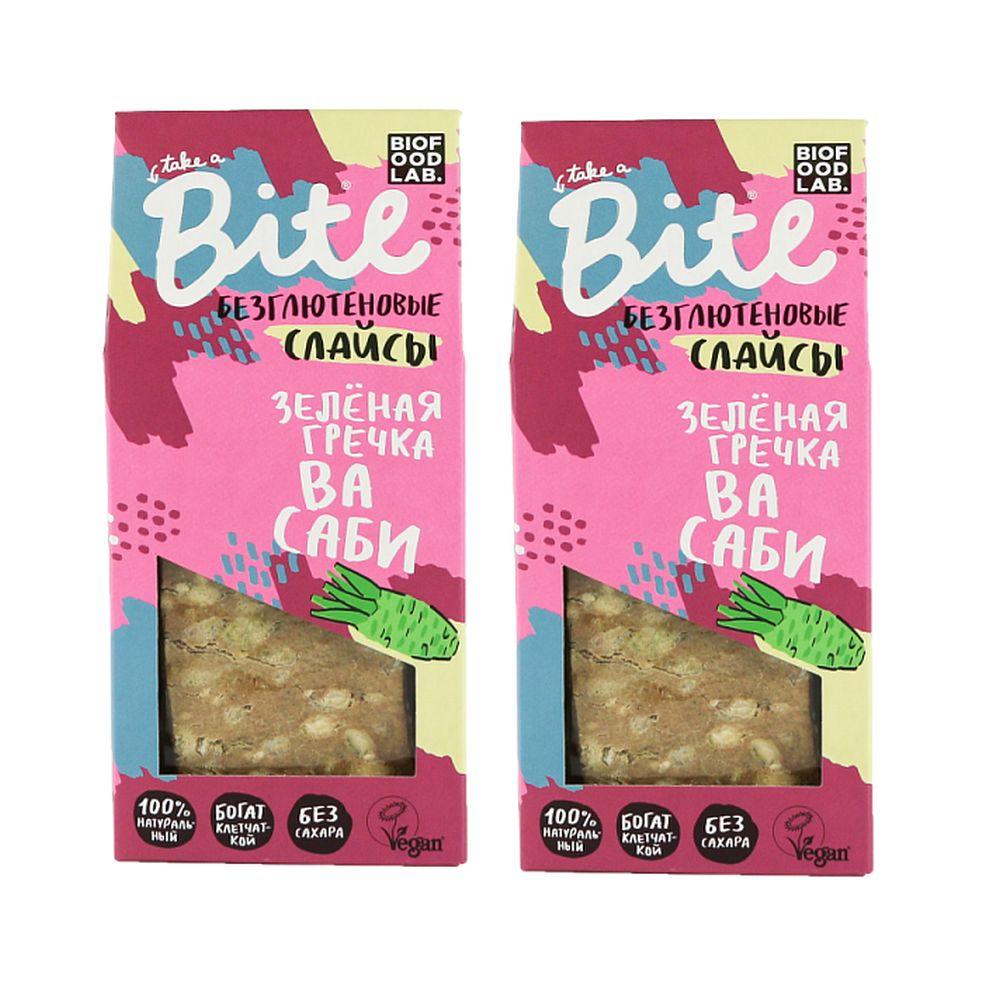 

Хлебцы Bite хрустящие слайсы из зеленой гречки с васаби 2 пачки 100 г