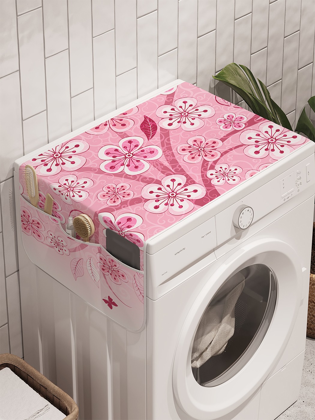 фото Органайзер "целительное цветение" на стиральную машину, 45x120 см ambesonne