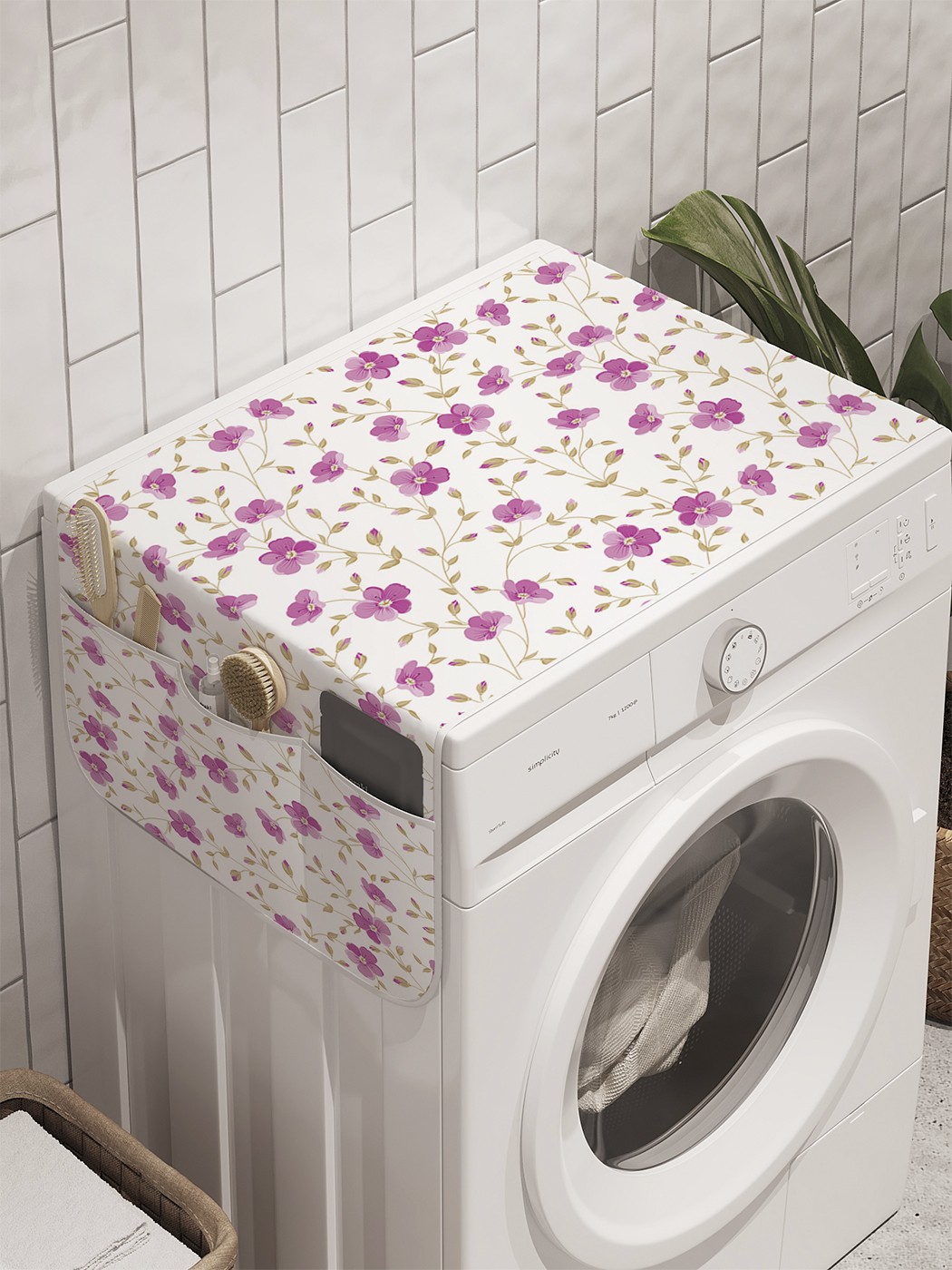 фото Органайзер "цветочный узор" на стиральную машину, 45x120 см ambesonne