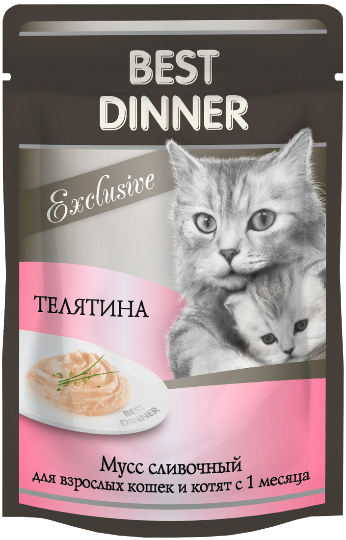 фото Влажный корм для кошек best dinner exclusive, сливочный мусс с телятиной, 24шт по 85г