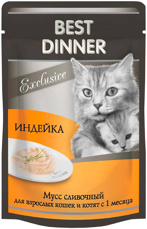 фото Влажный корм для кошек best dinner exclusive, сливочный мусс с индейкой, 24шт по 85г