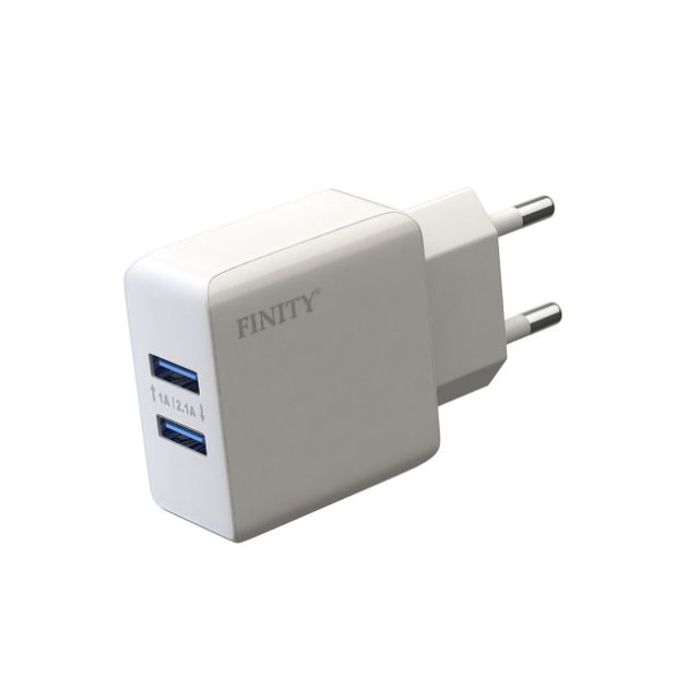 фото Сетевое зарядное устройство finity travel charger 2usb white