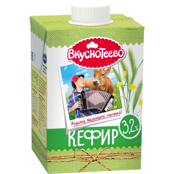 

Кефир вкуснотеево бзмж жир. 3.2 % 500 г тп # мк воронежский россия