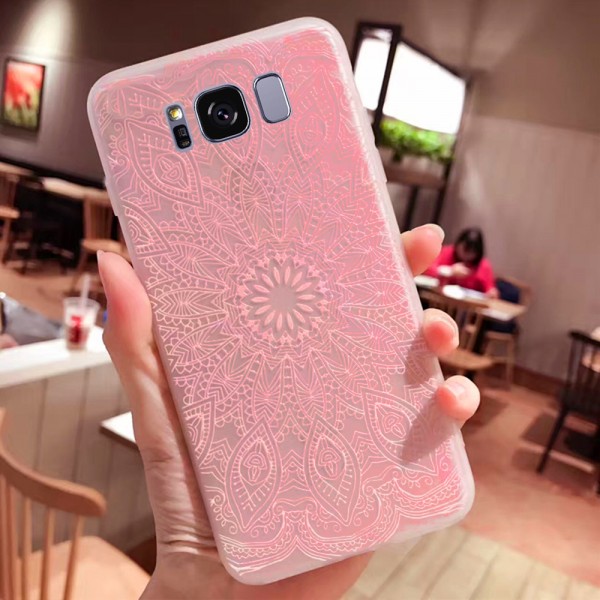 фото Tpu чехол матовый soft touch для samsung g955 galaxy s8 plus (узор розовый) epik