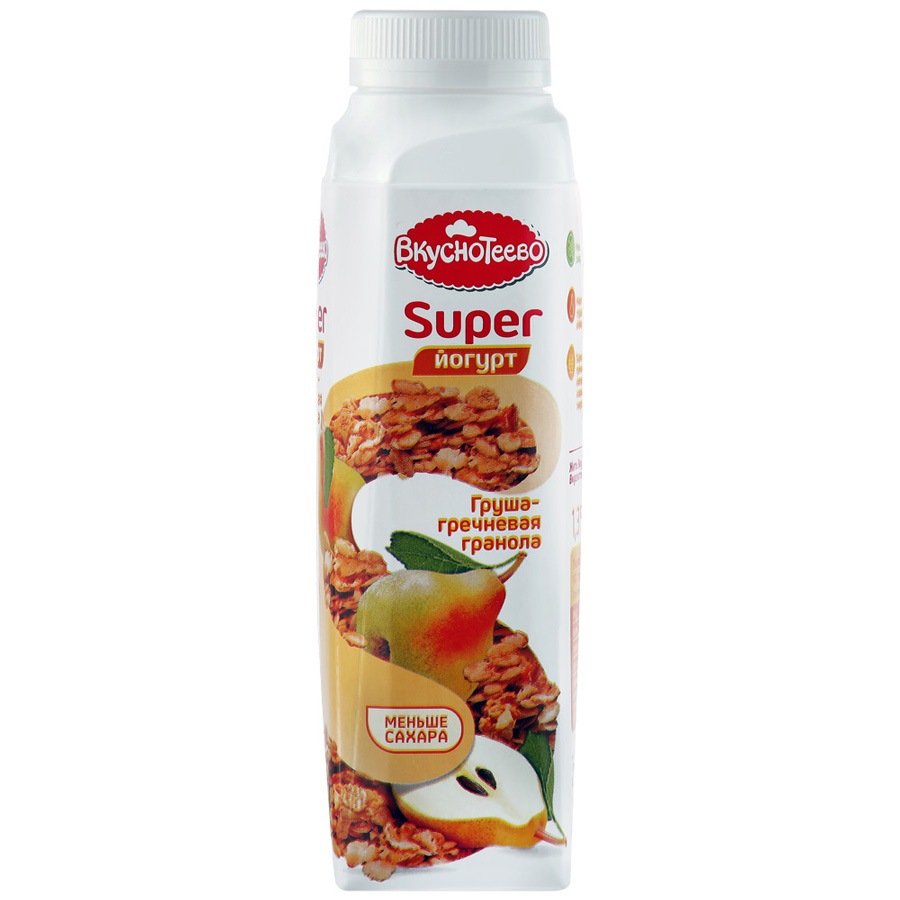 

Йогурт Вкуснотеево Super груша-гречневая гранола 1.3% 320 г