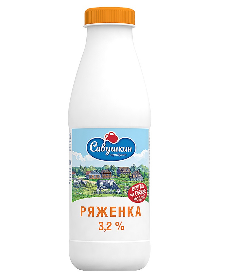 фото Ряженка савушкин бзмж жир. 3.2 % 420 г пл/б савушкин продукт беларусь