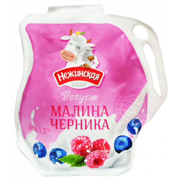 

Йогурт Нежинская малина черника 1.5% 500 г