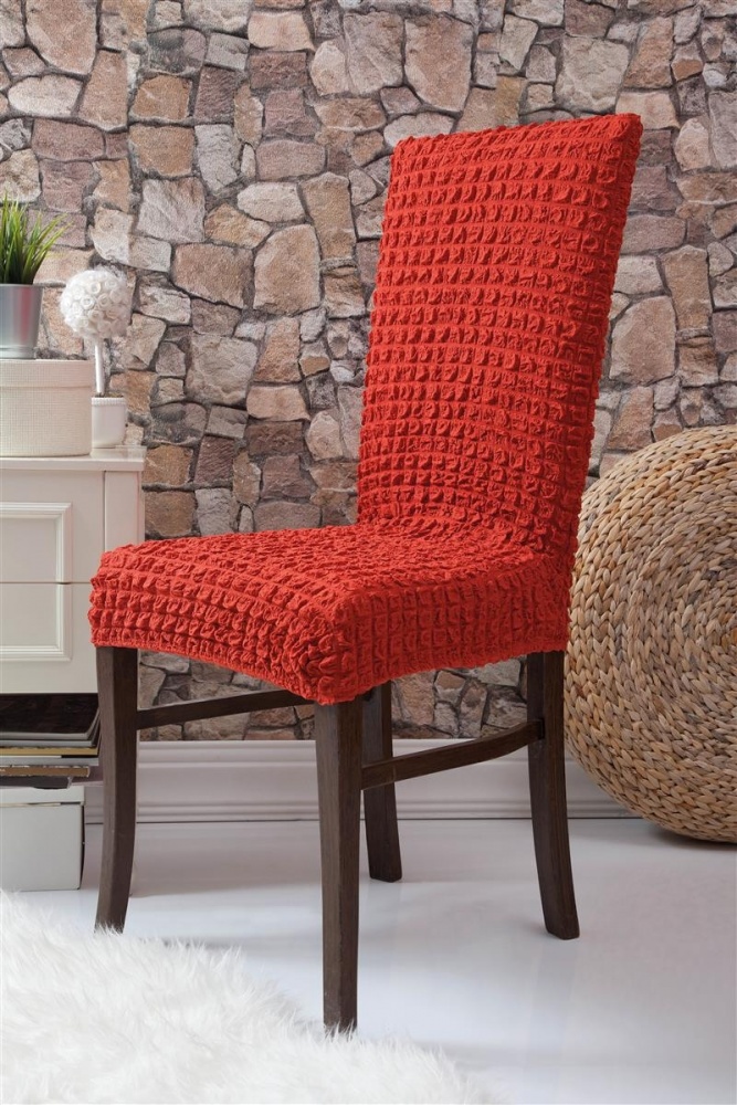 фото Чехлы на стулья без оборки venera, красный, комплект 6 штук