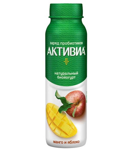 Биойогурт активиа питьевой бзмж с манго/яблоком жир. 2 % 260 г пл/б данон россия