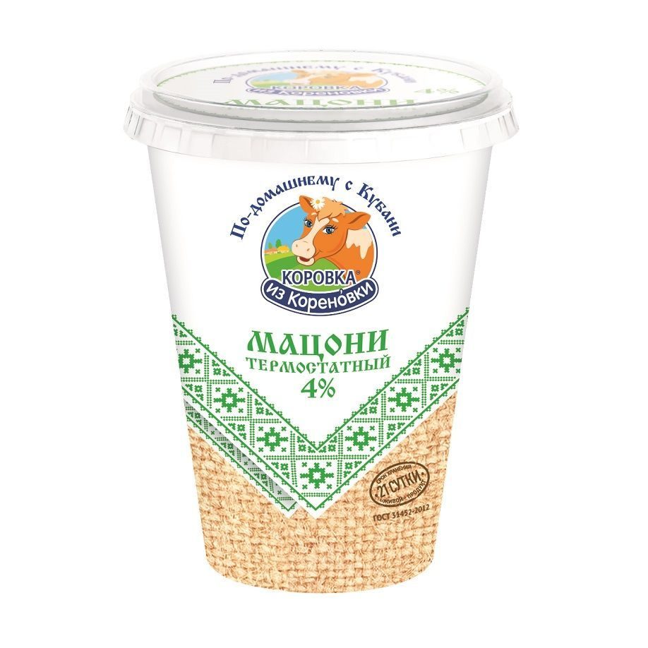 

Мацони «Коровка из Кореновки» Кавказский 4% БЗМЖ, 300 г