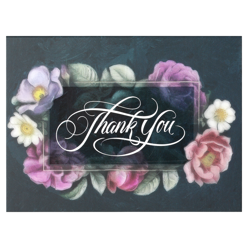 10 дизайнерских мини-открыток  Thank you Mixed Flowers  для красивых благодарностей