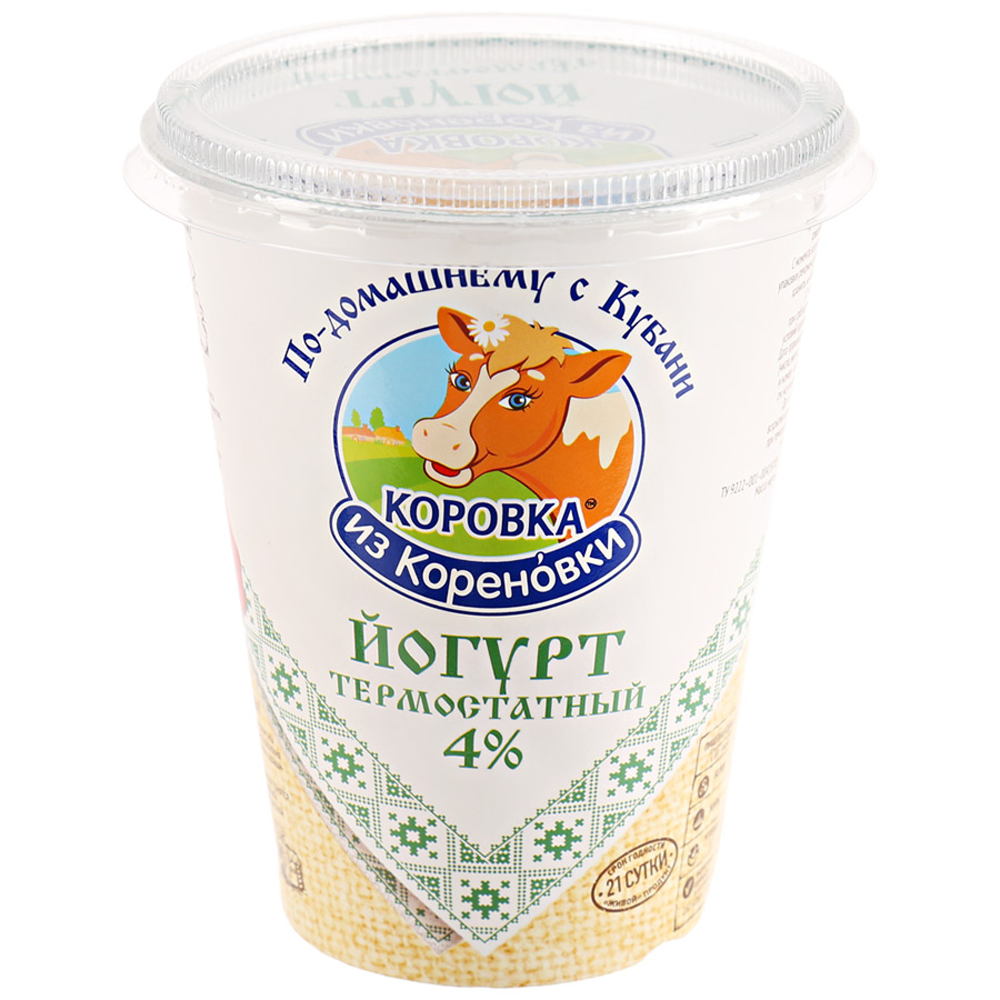Йогурт коровка из кореновки термостатный  4 % 350 г