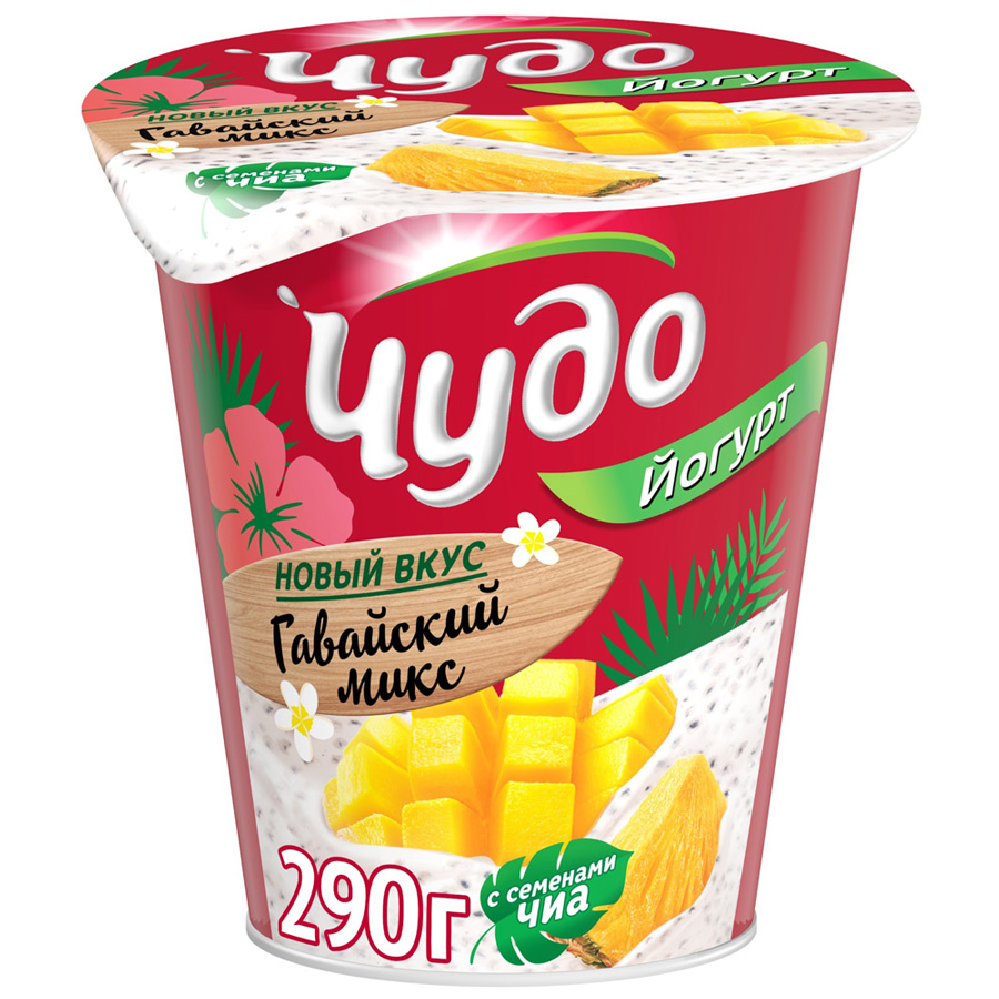

Йогурт Чудо гавайский микс с семенами чиа 2.5% 290 г