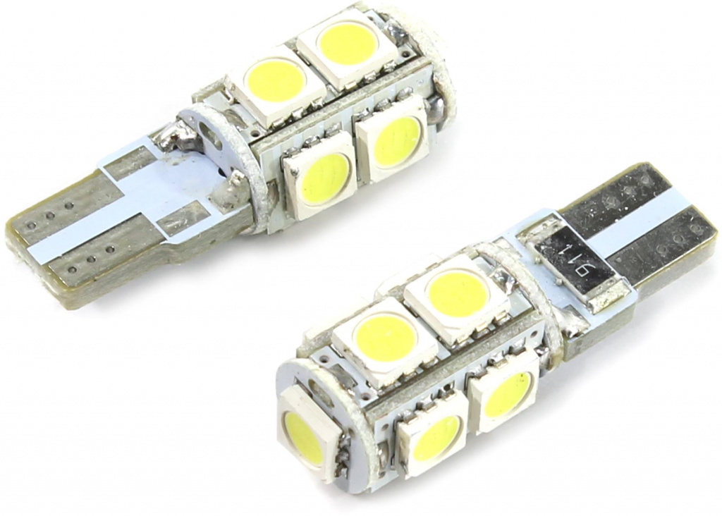 Лампа светодиодная 12V W5W T10W W2.1x9.5d 6000K бесцокольная 25 LED блистер (2шт.) с тест.