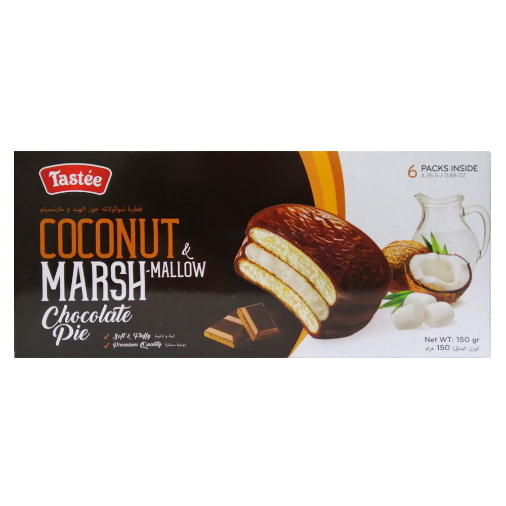 Пирожные Tastee в шоколадной глазури Coconut and Marshmallow Choco Pie Tastee 6 шт 150 г