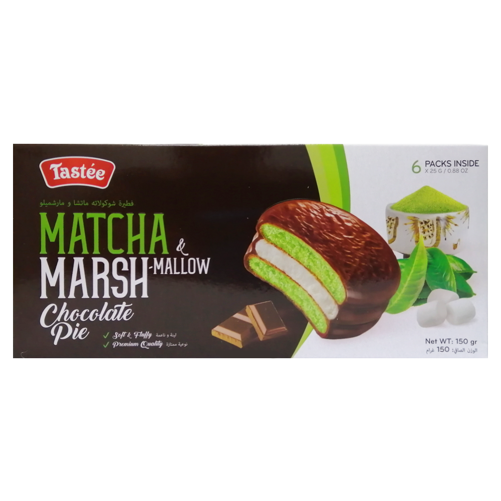 Пирожные Tastee в шоколадной глазури Matcha and Marshmallow Choco Pie Tastee 6 шт 150 г