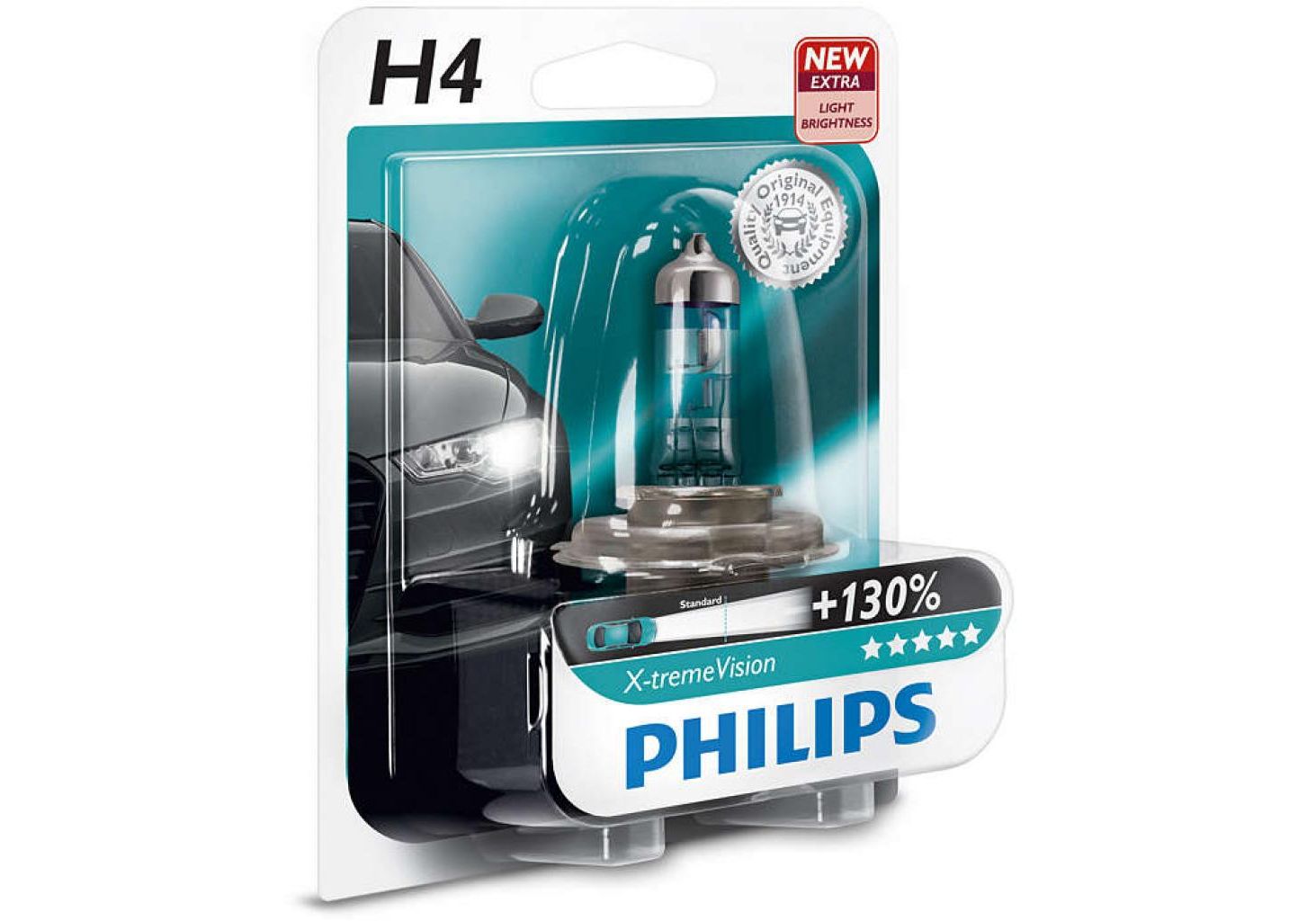 фото Лампа h4 12342 x-treme vision+ 12v 60/55w p43t (блистер 1 шт.) philips