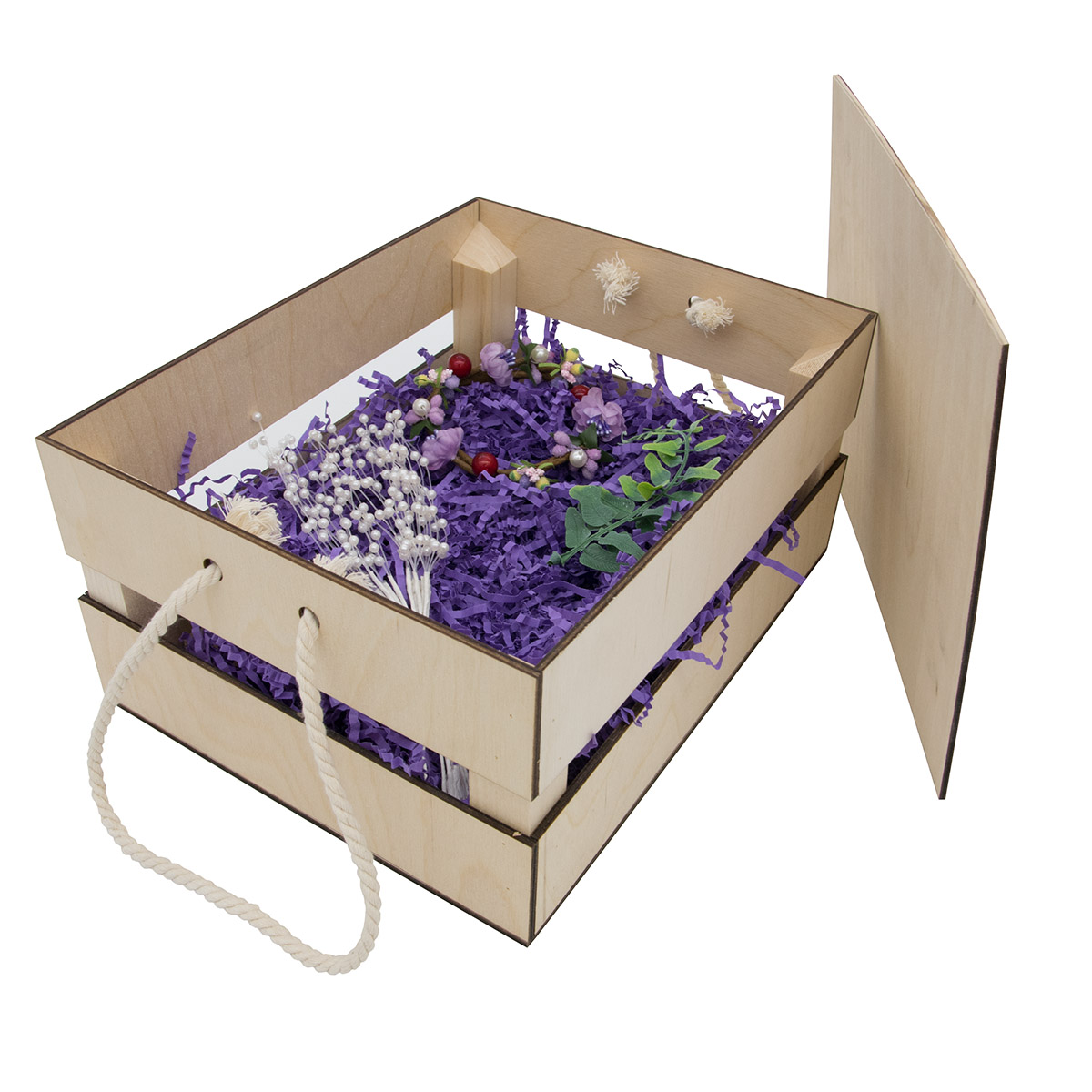 фото Набор для оформления подарка фиолет, ящик 25*30 см, белый 560268 астра