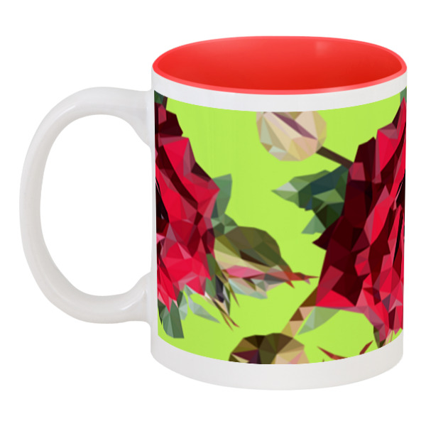

Кружка Printio цветная внутри Rose low poly vector