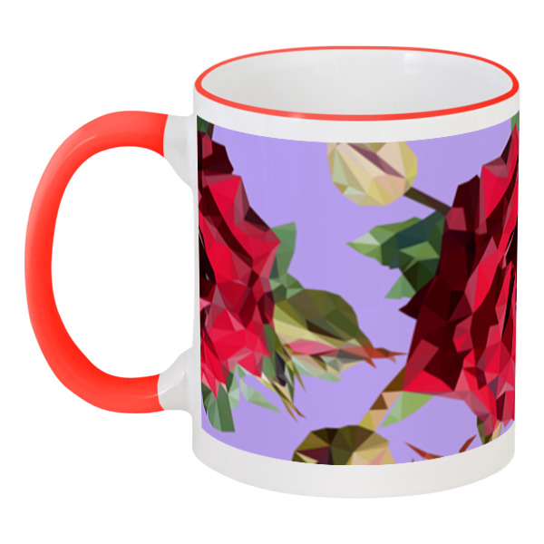 

Кружка Printio с цветной ручкой и ободком Rose low poly vector