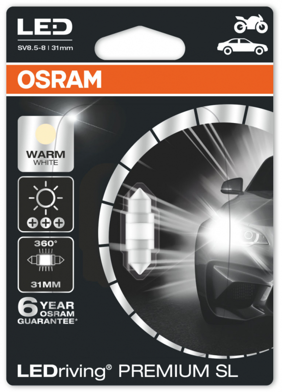 фото Led retrofit 12v (5w) лампа светодиодная c5w 6000k 1шт. в блистере osram