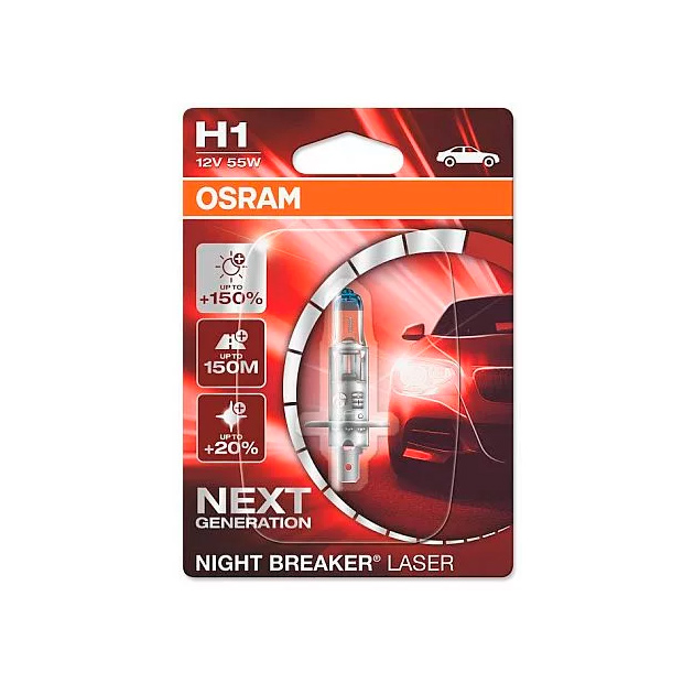 фото Лампа 12v h1 55w +100% p14.5s 3500k блистер (1шт.) night breaker laser osram
