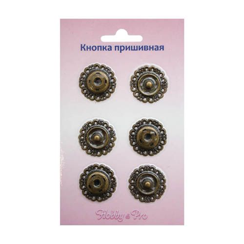 

Кнопка пришивная 23мм, упак(3шт), бронза, Hobby&Pro 498076