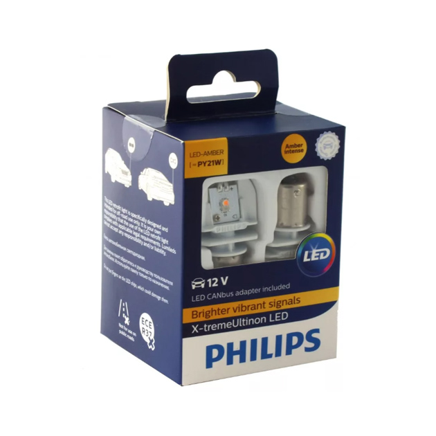 

Лампа светодиодная 12V PY21W 21W PHILIPS LED White 2 шт. картон