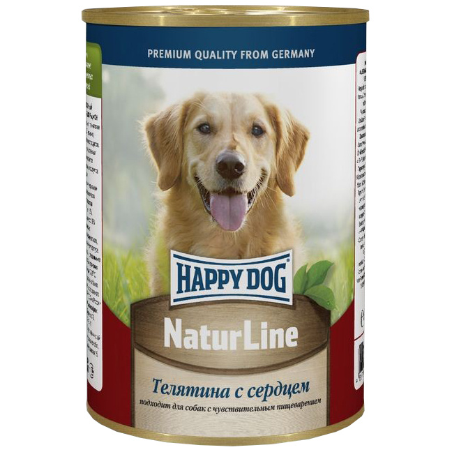 фото Консервы для собак happy dog naturline, телятина, сердце, 410г