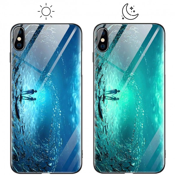 фото Tpu+glass чехол светящийся в темноте для iphone x/xs (под водой) epik