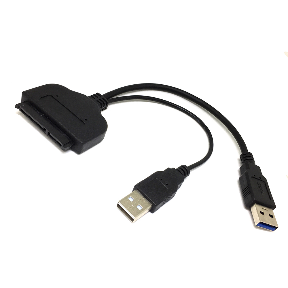 Адаптер Espada 2xUSB A-SATA 7+15 pin , M-F 0,5м Black (PA023U3)