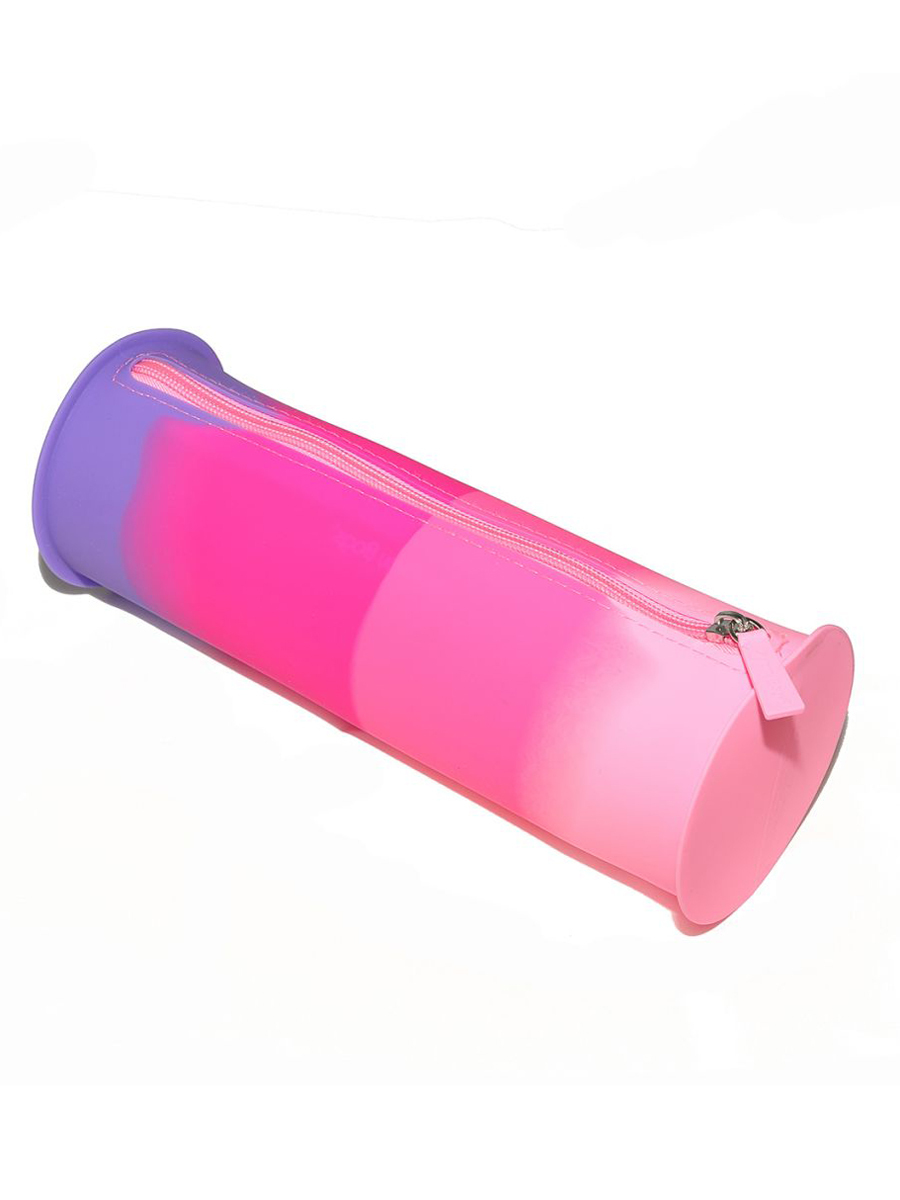 фото Gummy bags пенал-цилиндр силиконовый. цвет berry розовый+фуксия+малиновый+фиолетов 23x8см.