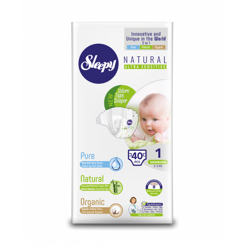 Подгузники Sleepy Natural Newborn (2-5 кг), 40 шт.