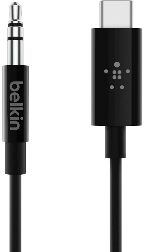 фото Кабель belkin rockstar 3.5mm to usb-c 1.6m (f7u079bt06-blk)