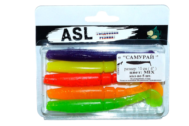 

Силиконовая приманка ASL Самурай 100 мм, mix2, 5 шт., Разноцветный, Самурай