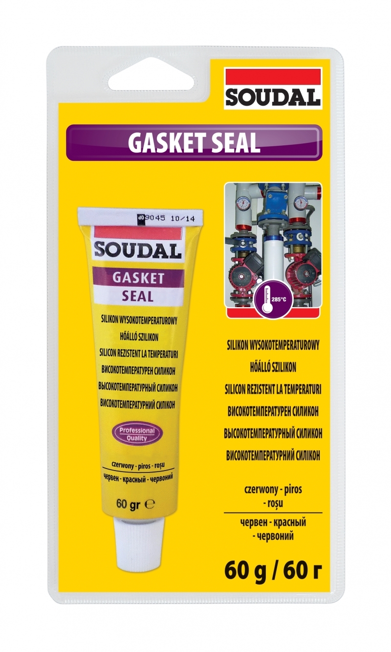 фото Высокотемпературный силикон gasket seal soudal 60 мл красный