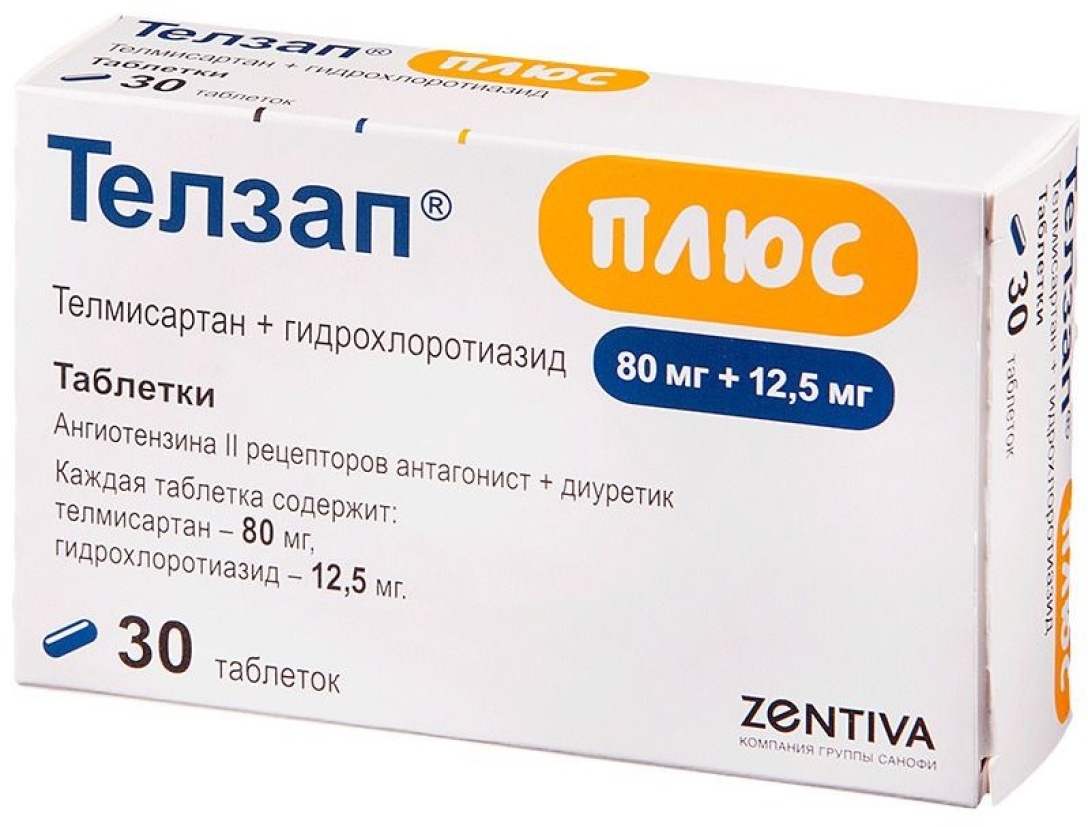 Купить Телзап Плюс таблетки 80 мг+12, 5 мг 30 шт., Zentiva