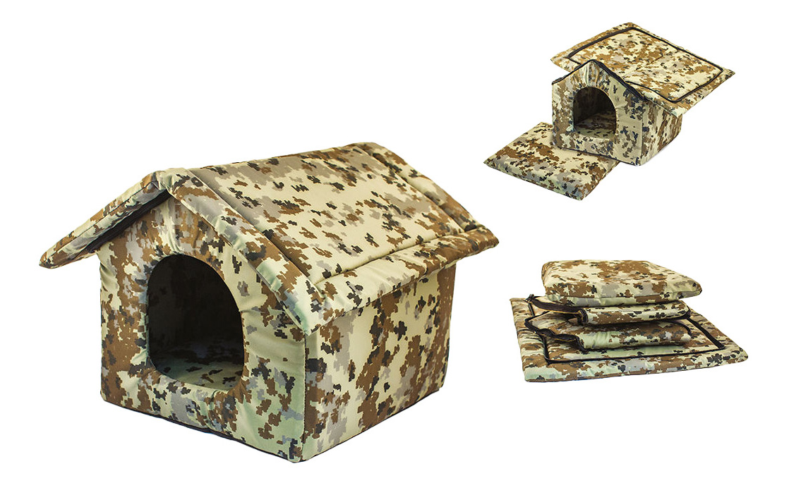 Домик для кошек и собак Дарэлл Хантер-Избушка №1, бежевый, коричневый, 34x34x41см