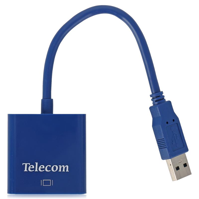 

Адаптер Telecom USB A-VGA, M-F Blue (TA710), Синий, TA710