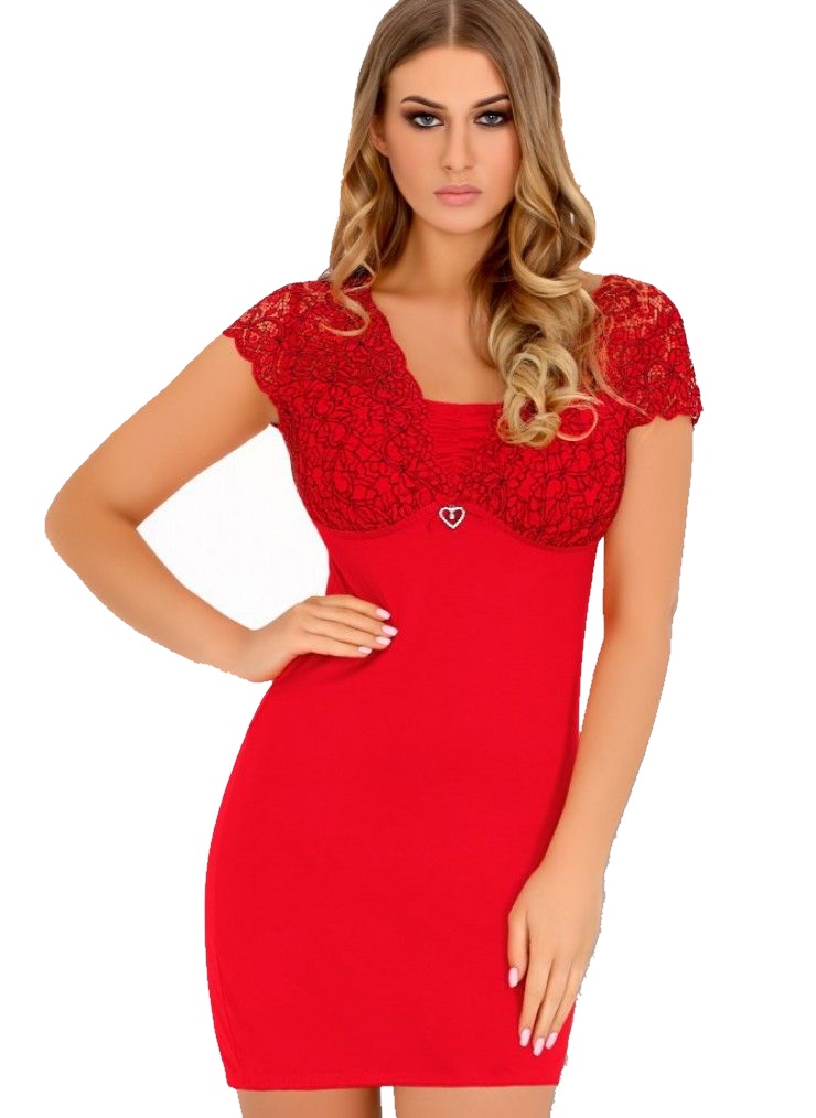 

Роскошная сорочка Mishkata с кружевным верхом S/M, Красный, Mishkata