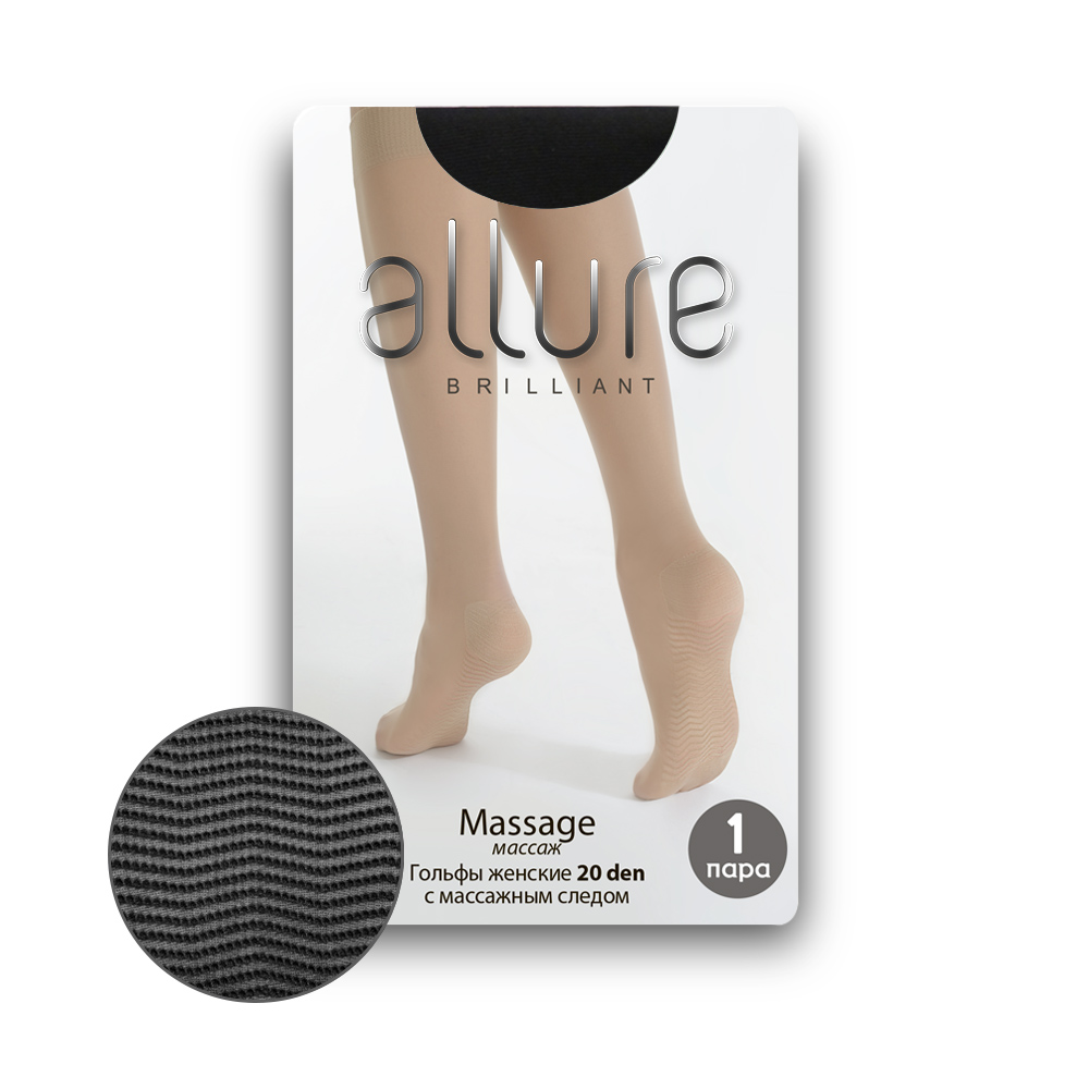 фото Капроновые гольфы женские allure all massage 20 черные 23-25