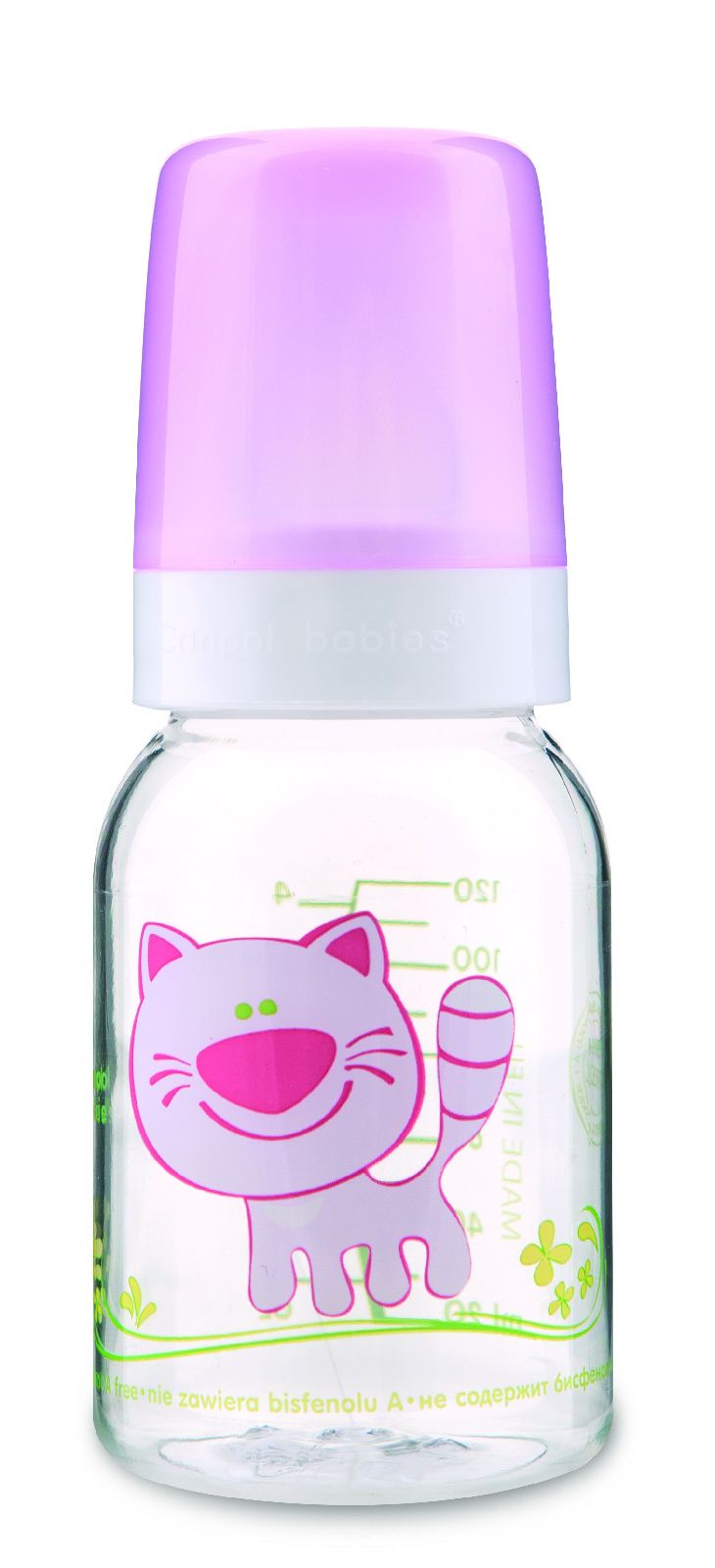 

Бутылочка Canpol Cheerful animals 120 мл 3+ арт. 11/851prz котёнок, Прозрачный, Cheerful animals арт. 11/851prz