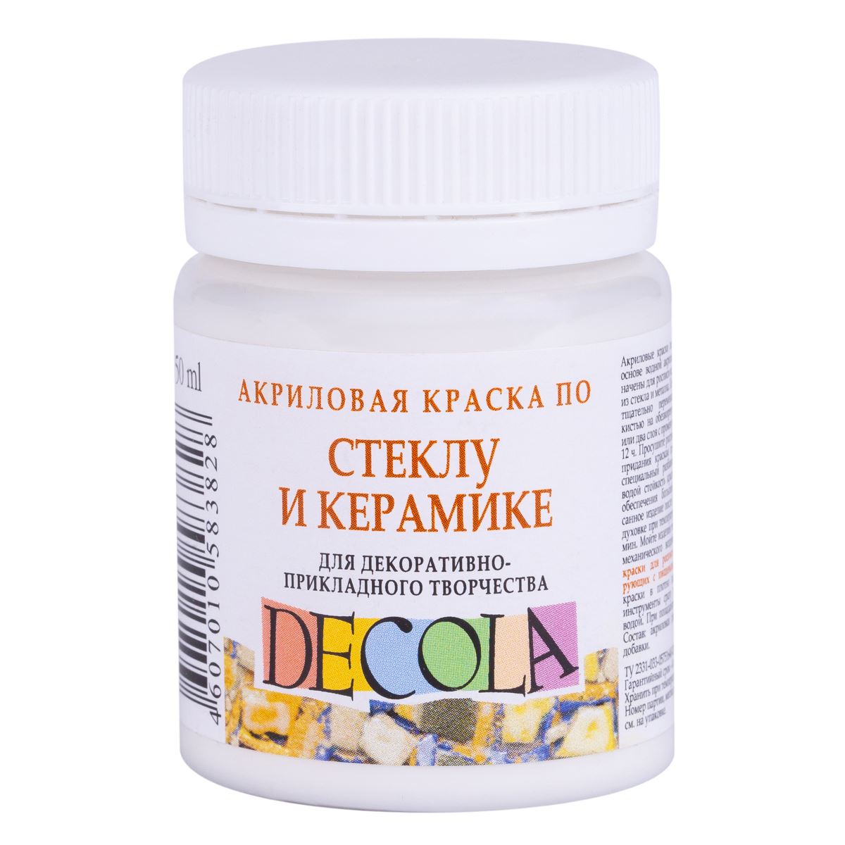 фото Краска акриловая стекло, керамика decola банка 50 мл белая