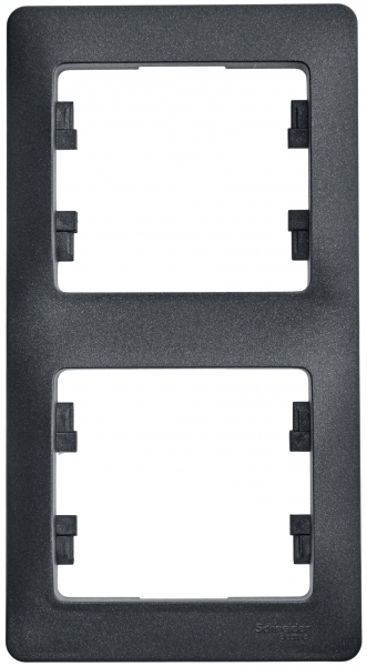 Рамка Schneider Electric Glossa 2-ая вертикальная Антрацит вертикальная четырехместная рамка volsten