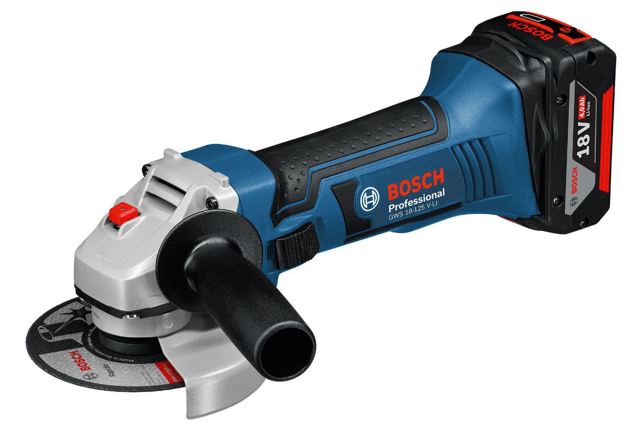 фото Ушм (болгарка) bosch gws 18-125 v-li (0615990l6g), 1х40ач + зу gal18-v40