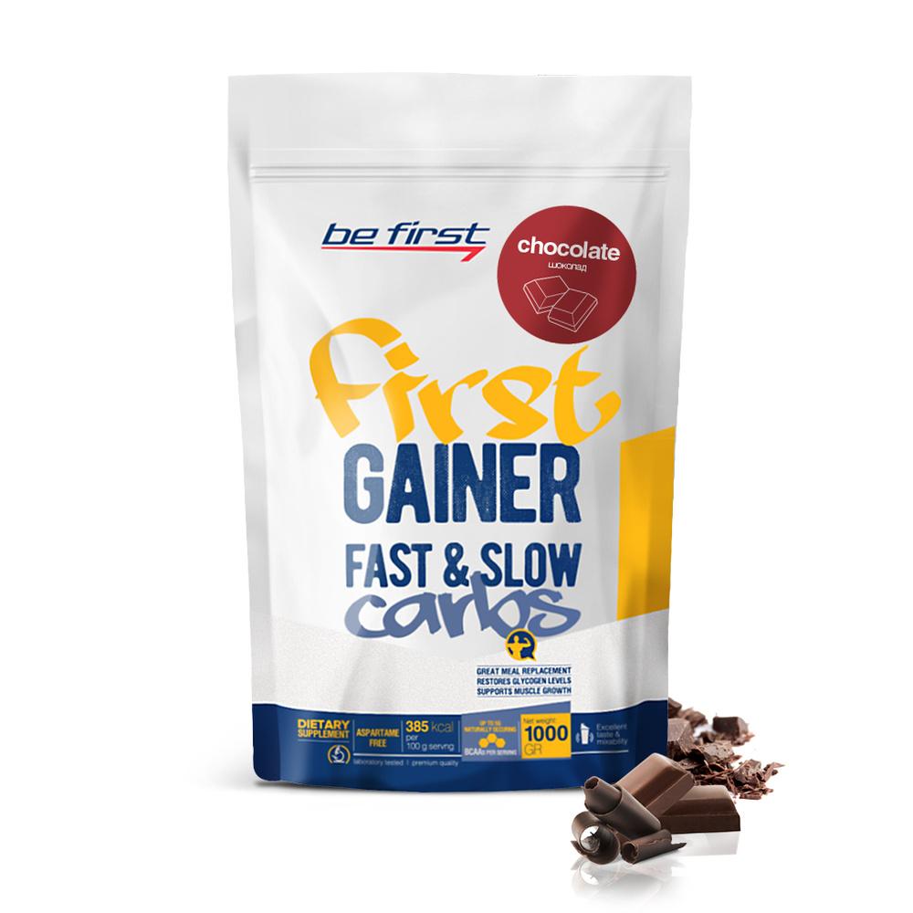 фото Гейнер be first gainer fast & slow carbs, 1000 г, chocolate