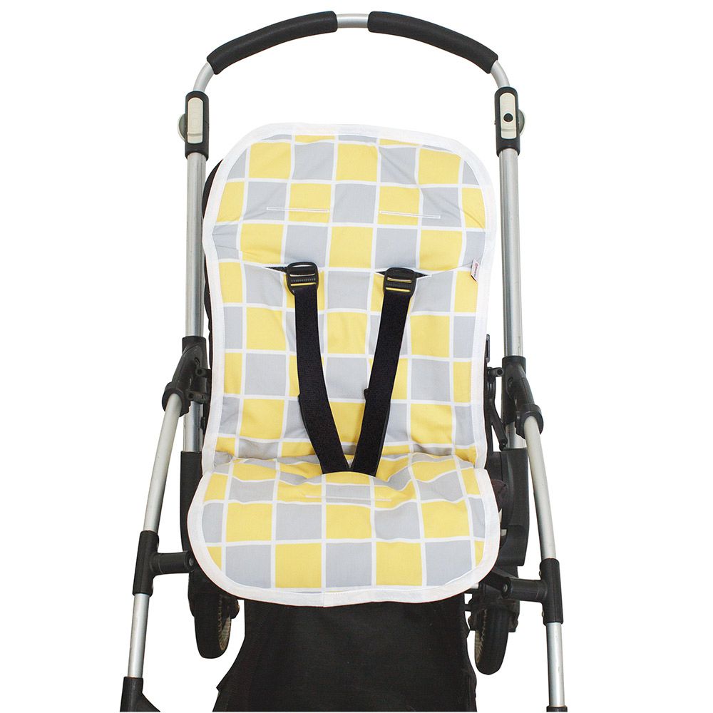 фото Хлопковый матрасик в коляску mammie желтые квадратики, двухсторонний